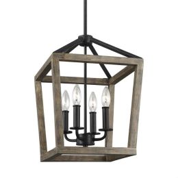 4 Light Lantern Lantern Adjustable Dimmable Square/Rectangle Chandelier