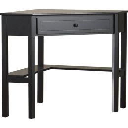 Corner Computer Desk in Black Wood