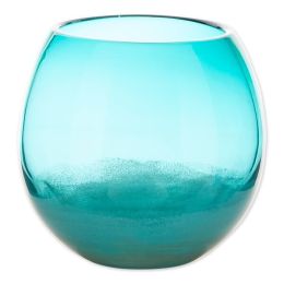 Accent Plus Modern Fish Bowl Style Vase - Aqua Gradient 7.25 inches
